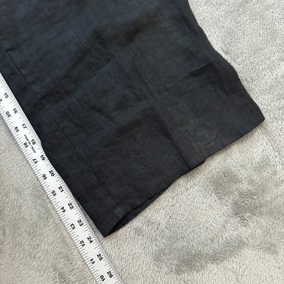 Flax Pull On Wide Leg Pants Black 100% Linen MEDIUM Lagenlook Minimalist - Picture 5 of 5